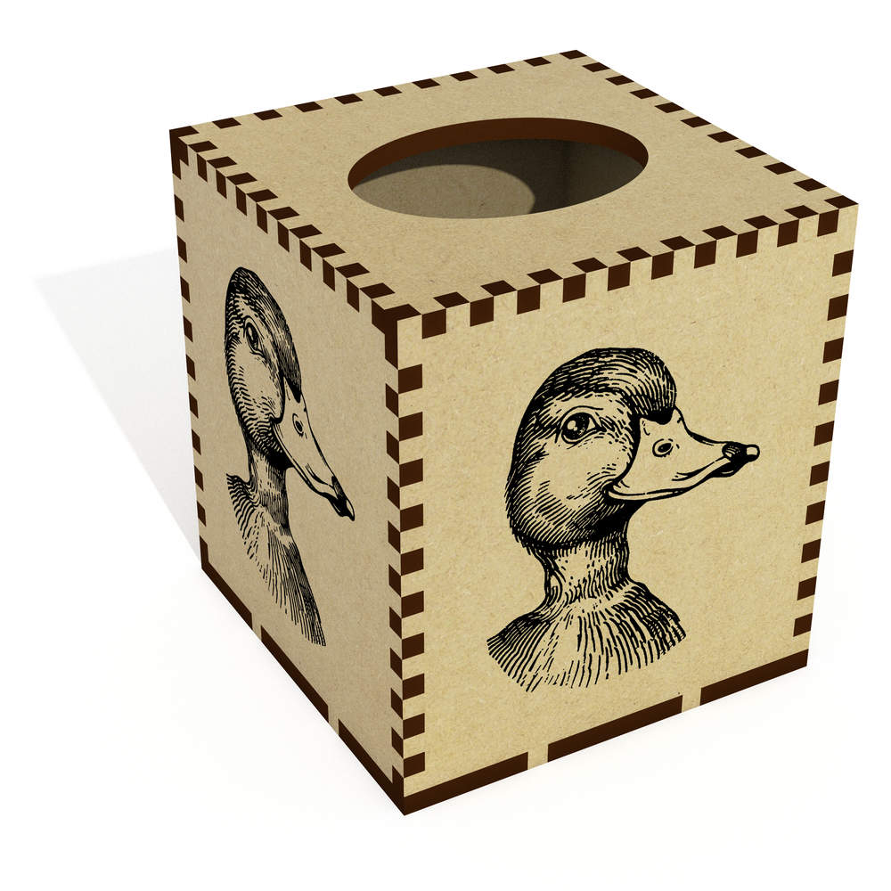 Square 'Duck Portrait' Wooden Tissue Box Cover (TB00068177)
