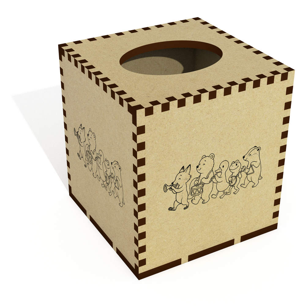 Square 'Musical Animal Parade' Wooden Tissue Box Cover (TB00068378)