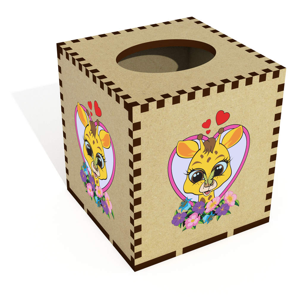 Square 'Baby Giraffe' Wooden Tissue Box Cover (TB00068492)