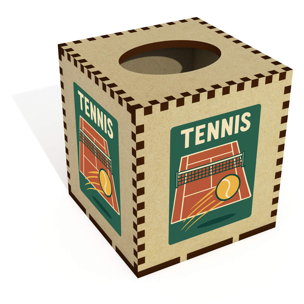 Square 'Tennis Court Ball' Wooden Tissue Box Cover (TB00068552)