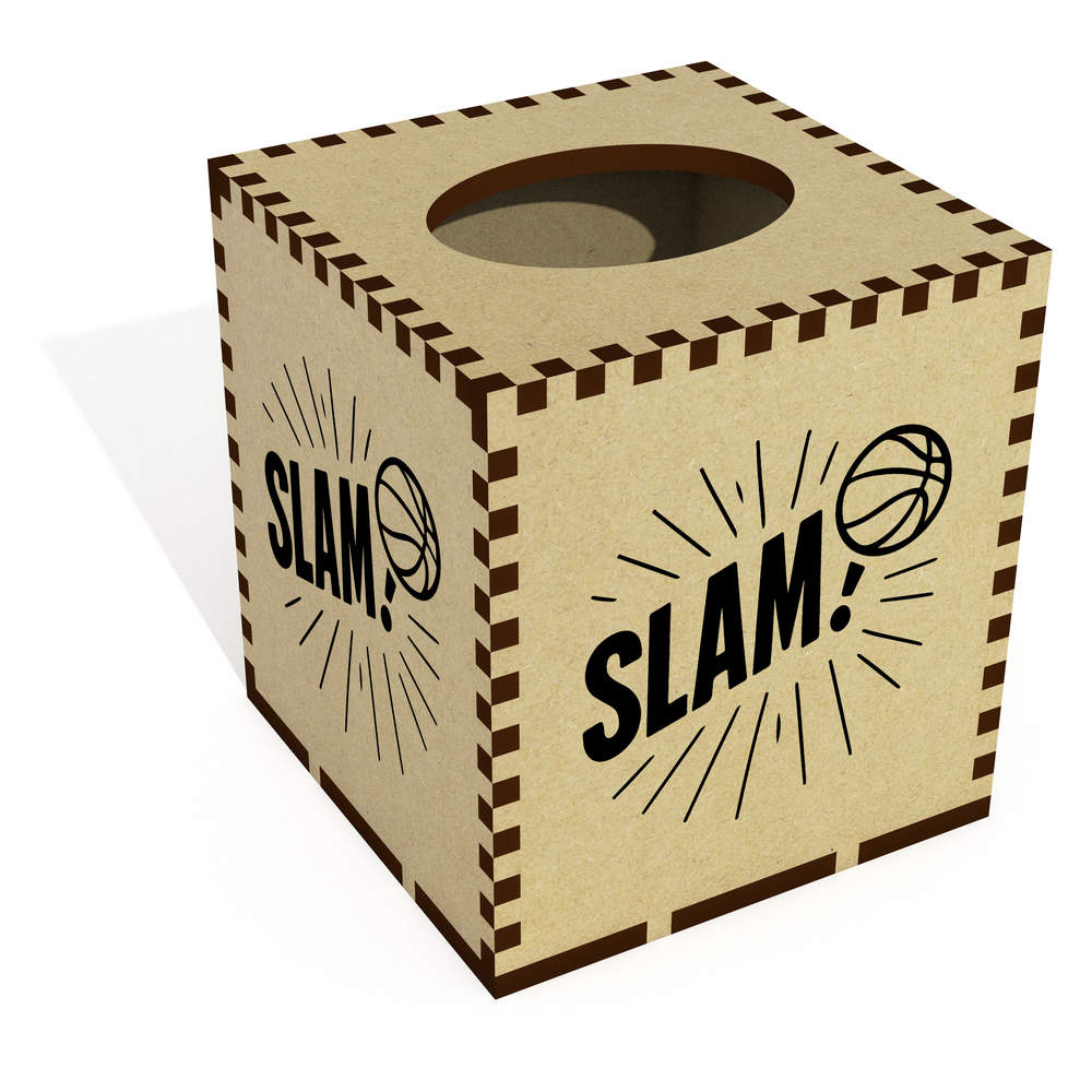 Square 'Basketball Slam Design' Wooden Tissue Box Cover (TB00068581)