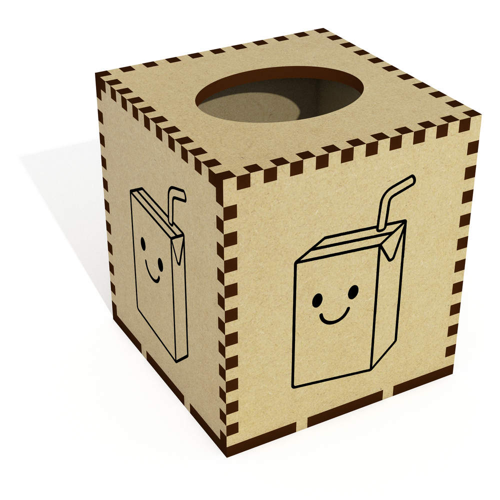Square 'Happy Juice Carton' Wooden Tissue Box Cover (TB00069888)