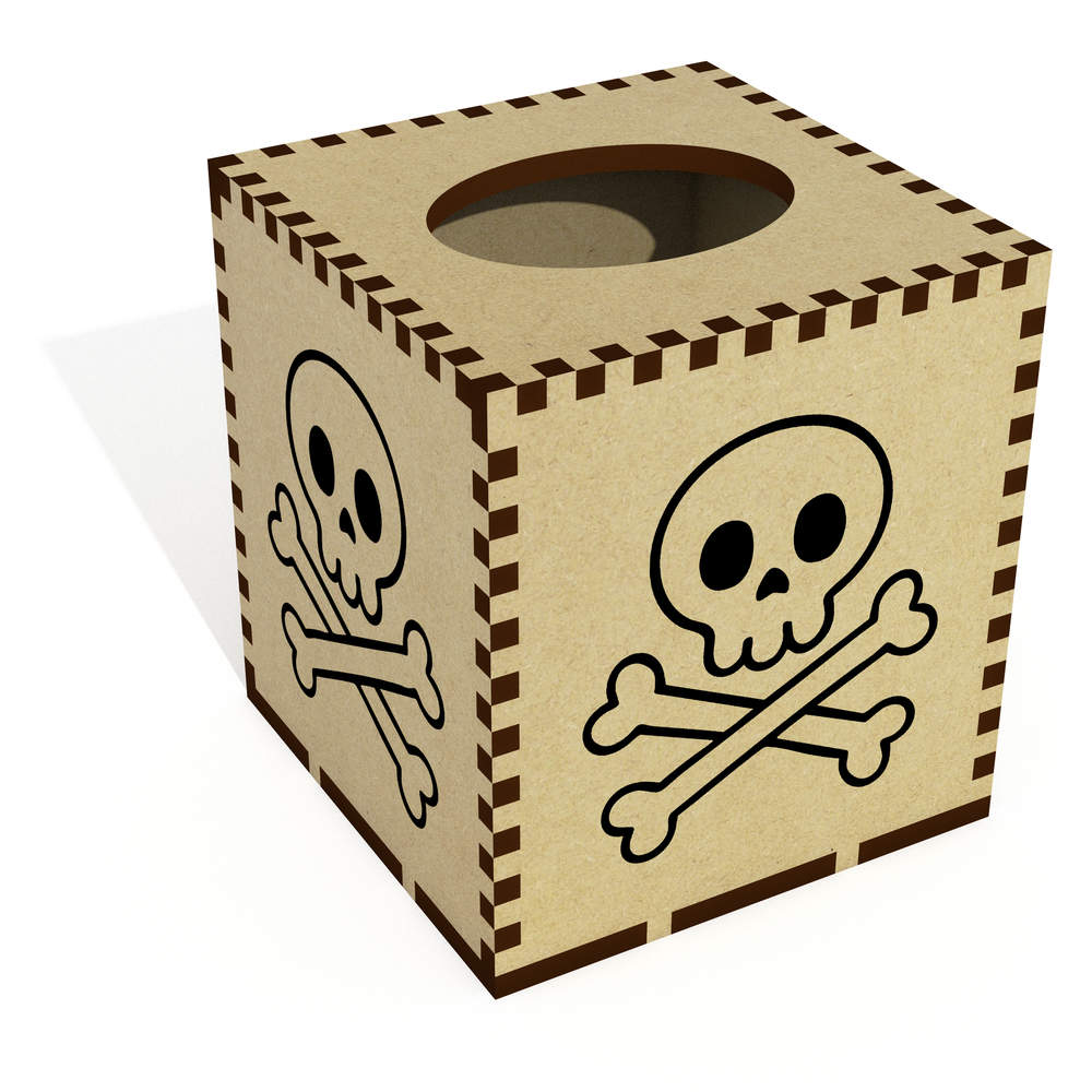 Square 'Pirate Skull and Crossbones' Wooden Tissue Box Cover (TB00070497)