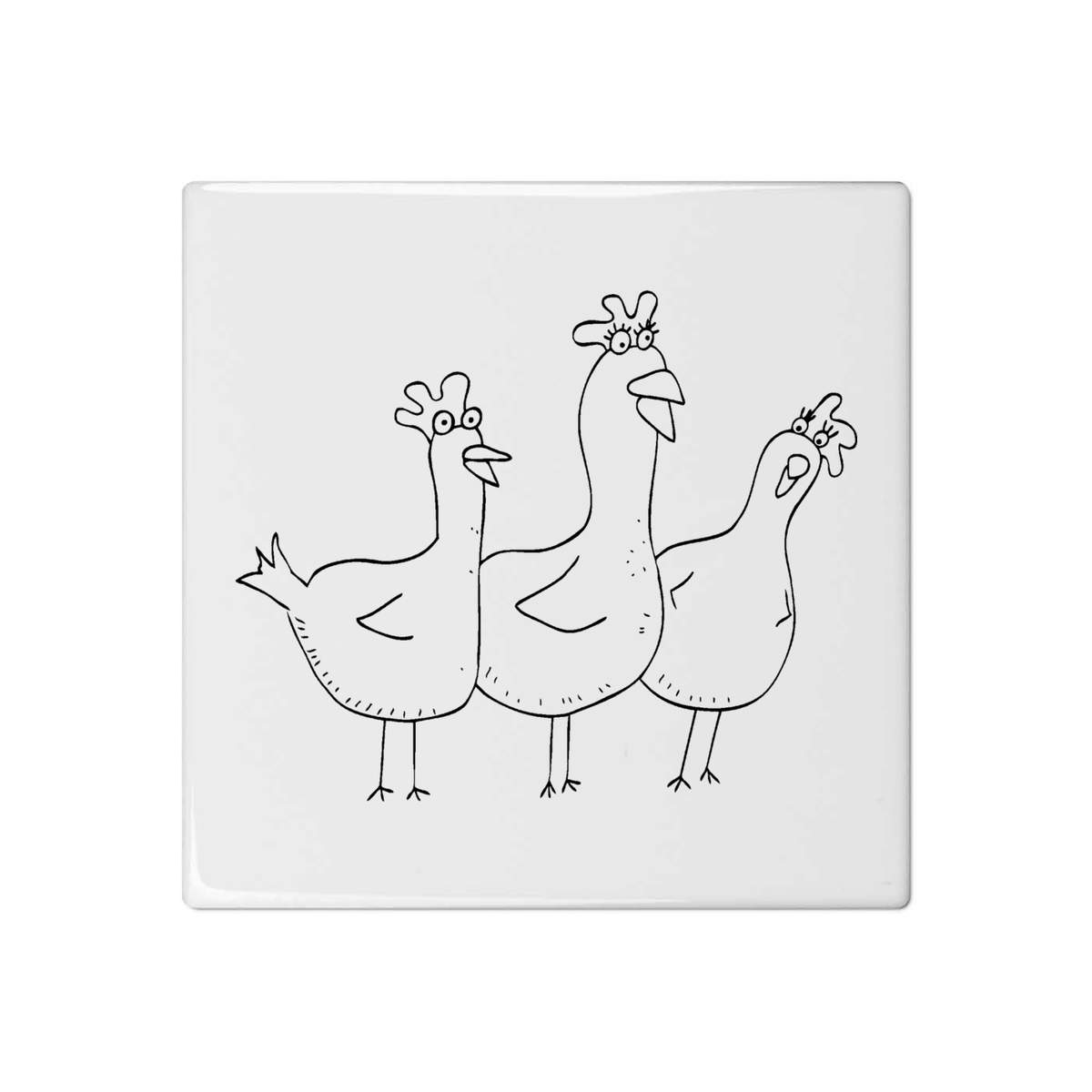 'Chickens' 108mm Square Ceramic Tile (TD00000246)
