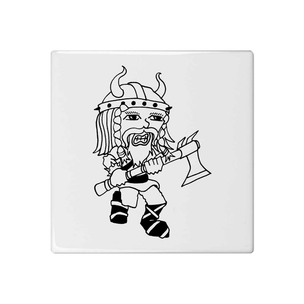 'Viking With Axe' 108mm Square Ceramic Tile (TD00000605)