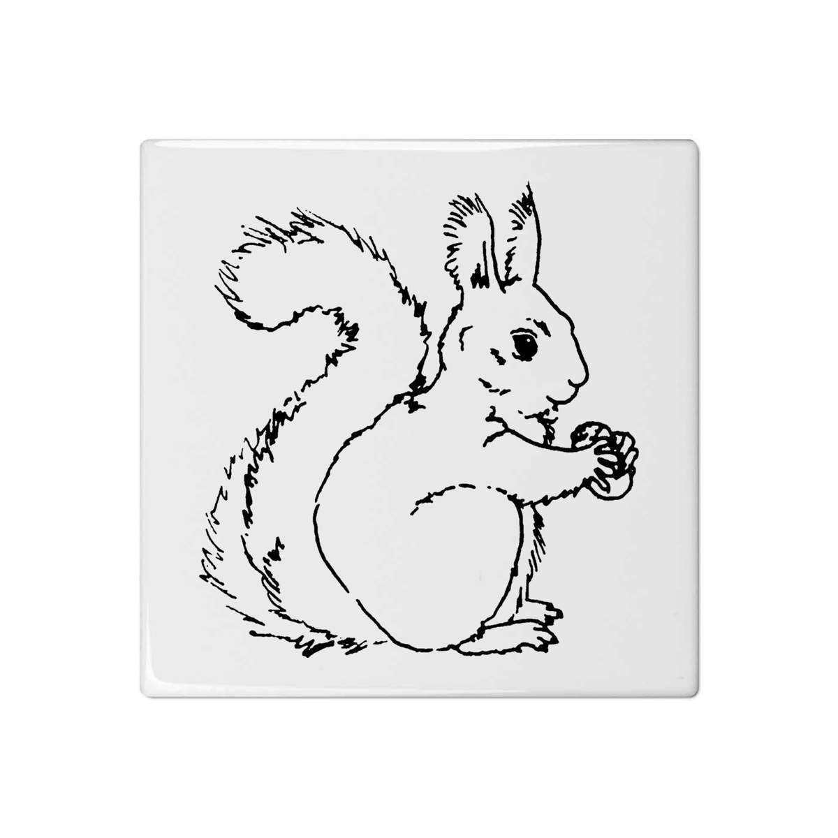 'Squirrel With Nut' 108mm Square Ceramic Tile (TD00003090)