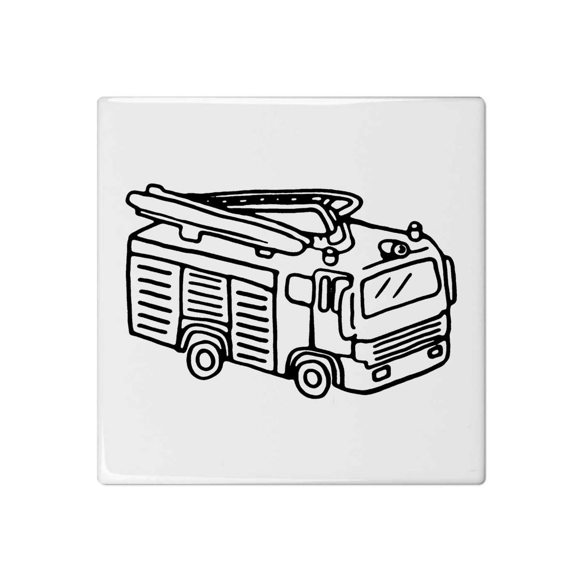 'Fire Engine' 108mm Square Ceramic Tile (TD00005372)