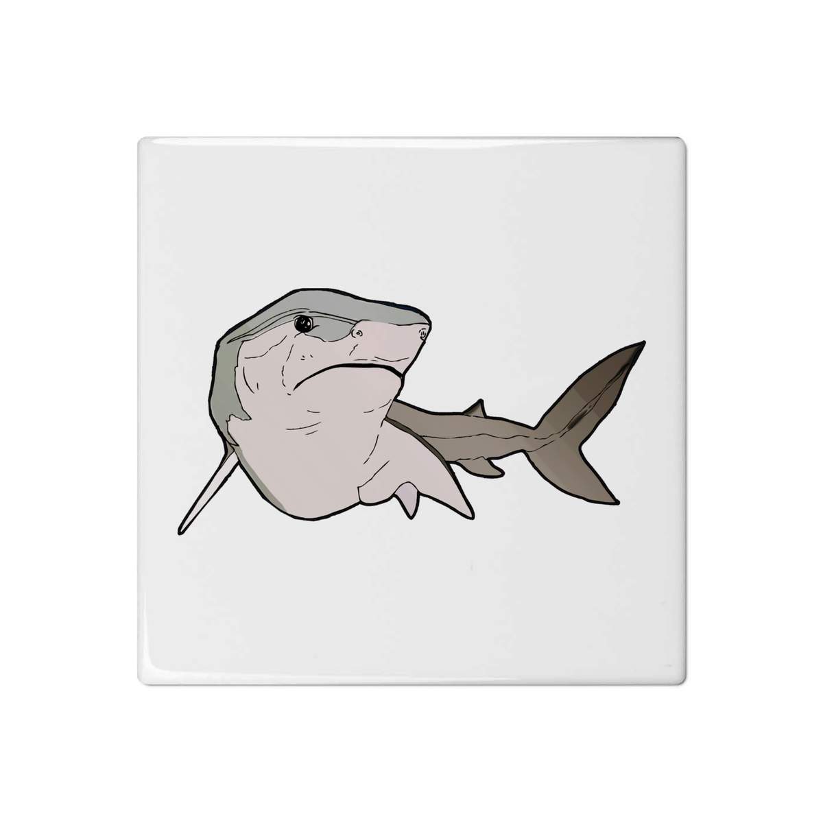 'Swimming Shark' 108mm Square Ceramic Tile (TD00006544)