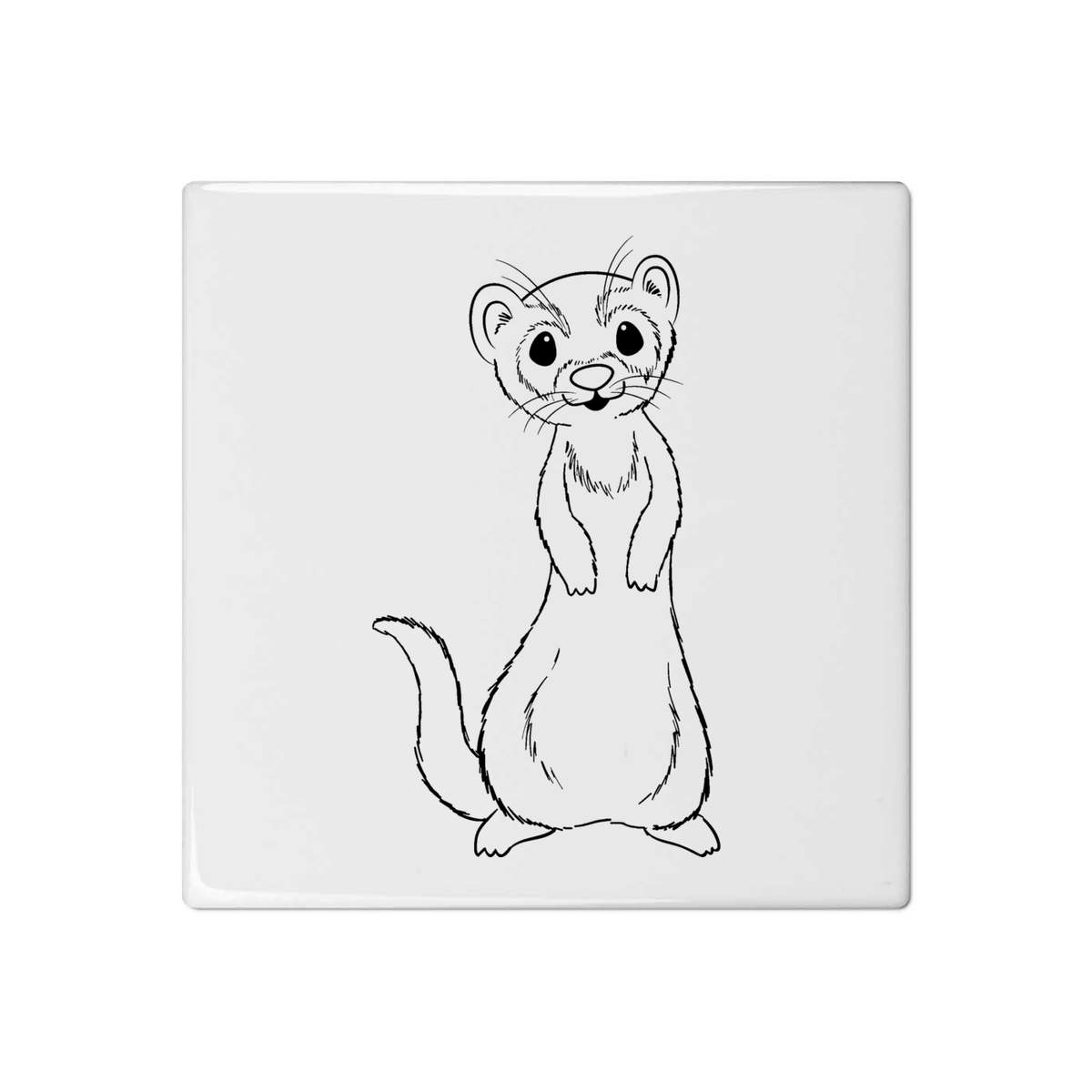 'Standing Ferret' 108mm Square Ceramic Tile (TD00006824)