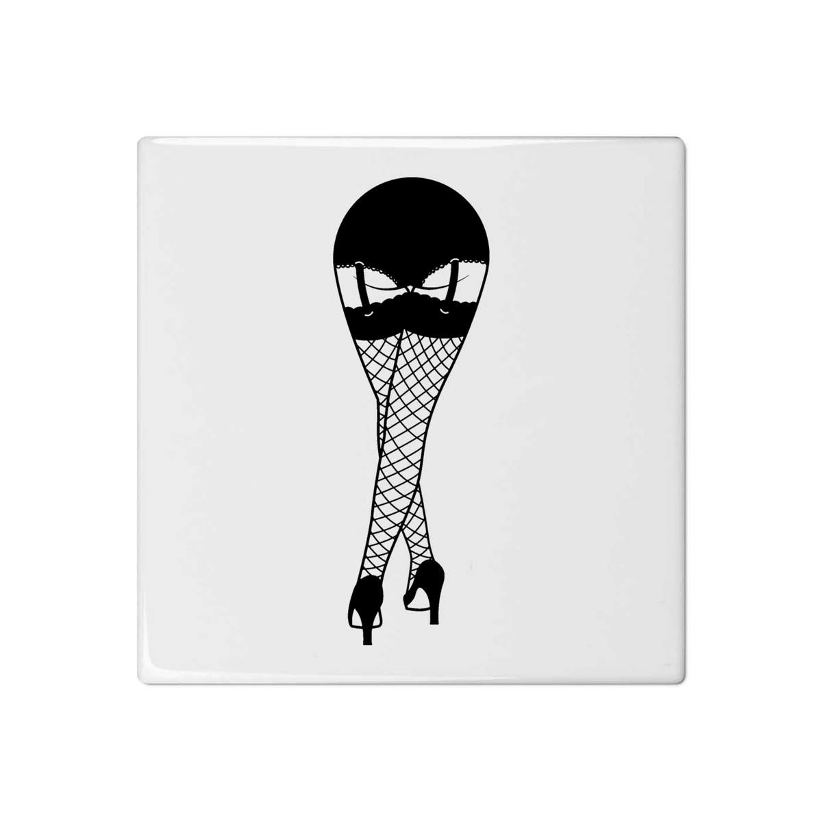 'Fishnet Stocking Legs' 108mm Square Ceramic Tile (TD00006826)