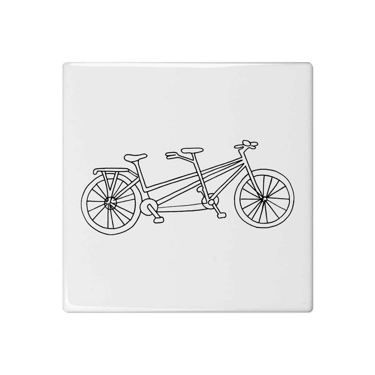 'Tandem Bicycle' 108mm Square Ceramic Tile (TD00007457)