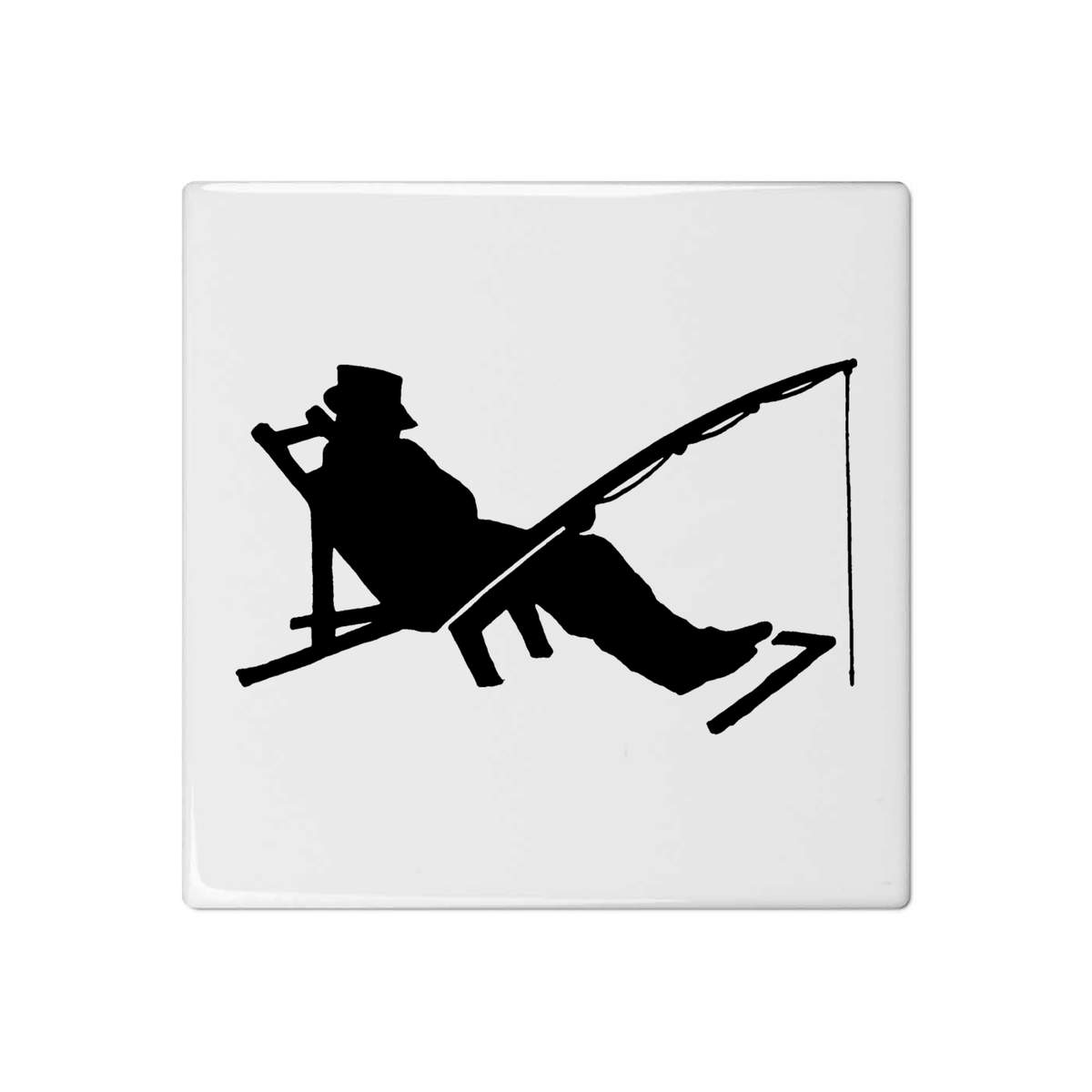 'Fisherman Silhouette' 108mm Square Ceramic Tile (TD00010543)