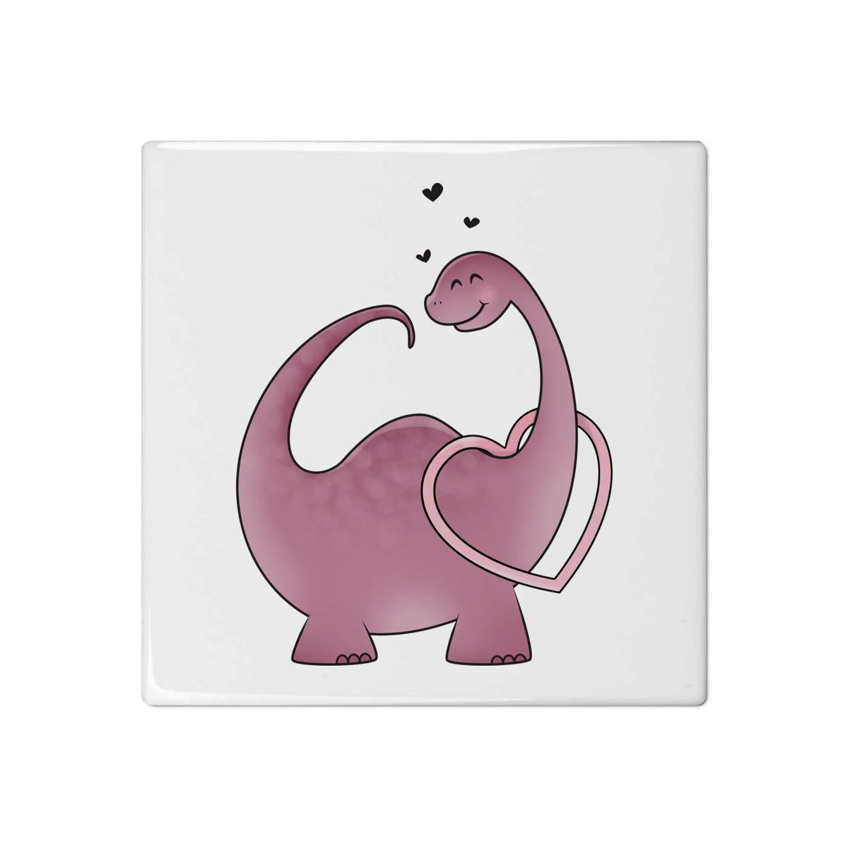 'Heart Dinosaur' 108mm Square Ceramic Tile (TD00011068)