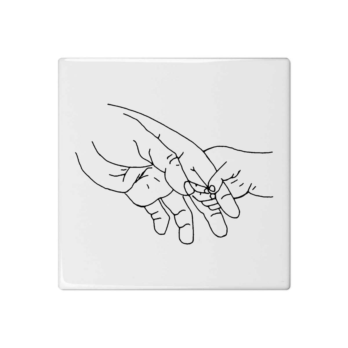 'Baby Holding Father's Hand' 108mm Square Ceramic Tile (TD00011858)
