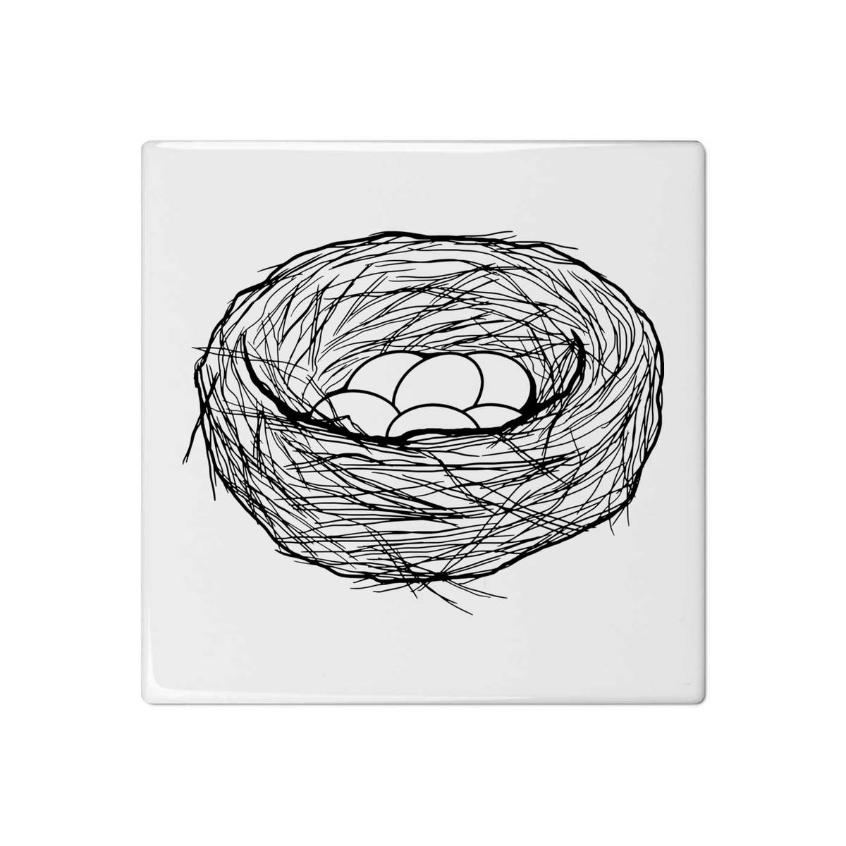 'Birds Nest & Eggs' 108mm Square Ceramic Tile (TD00011962)