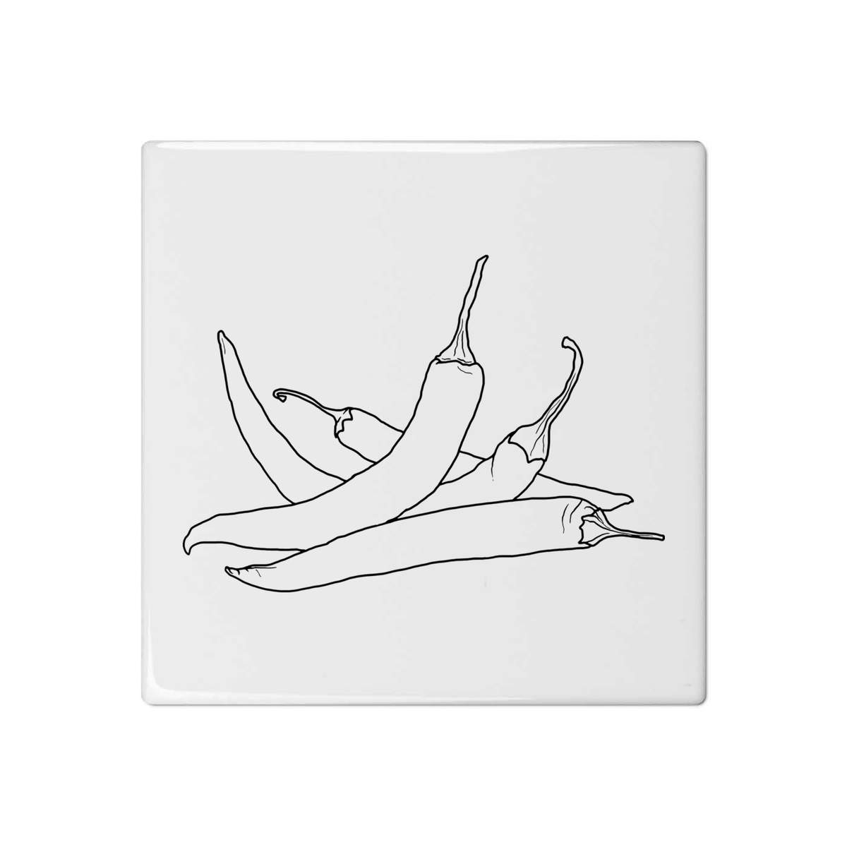 'Chili Peppers' 108mm Square Ceramic Tile (TD00012263)