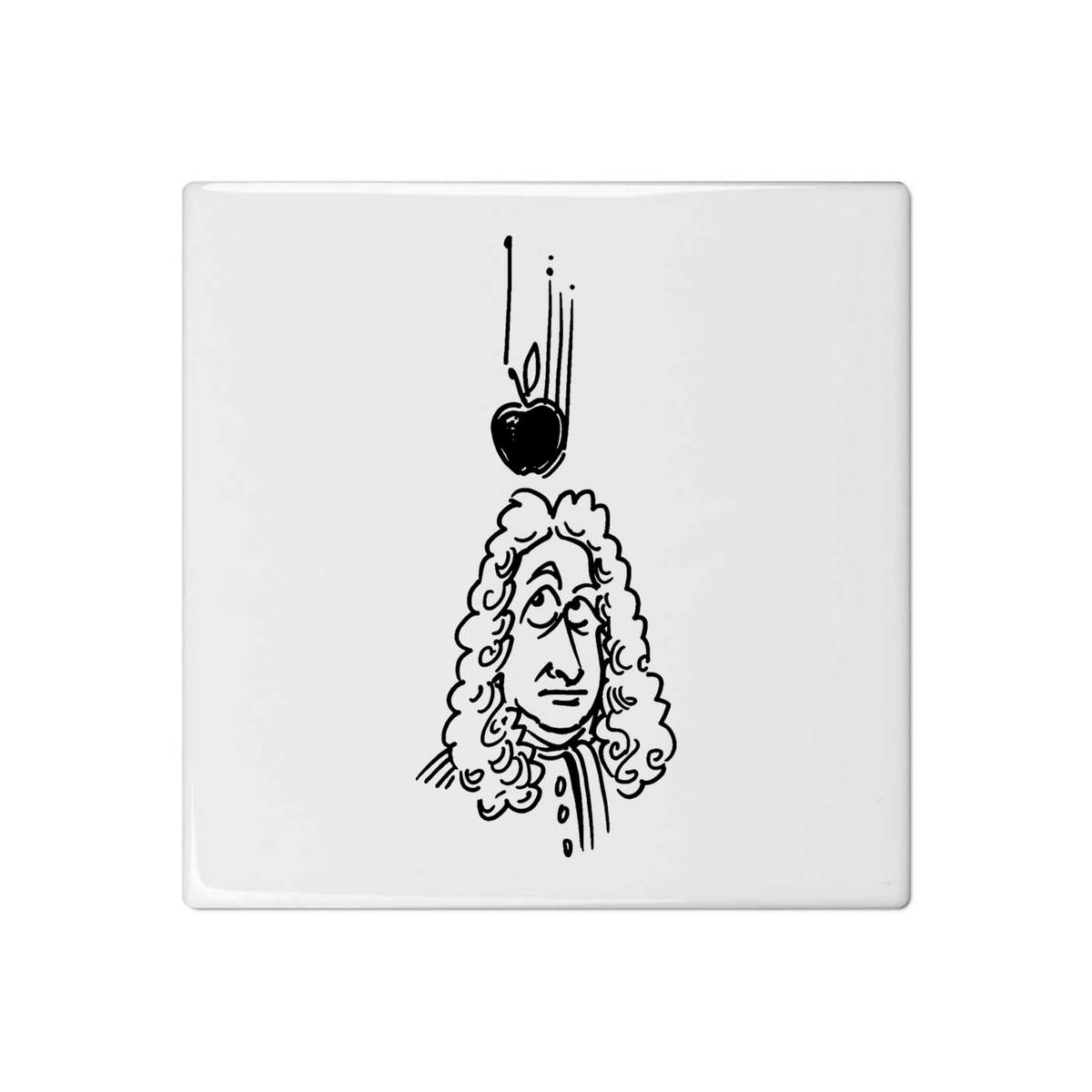 'Isaac Newton & Apple' 108mm Square Ceramic Tile (TD00012702)