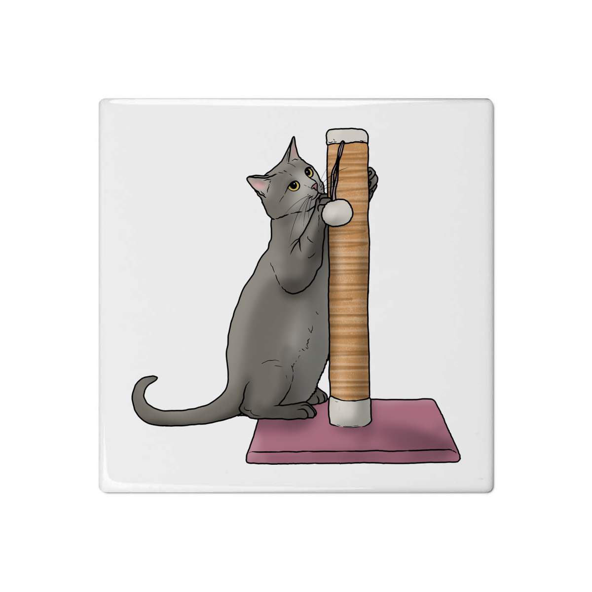 'Cat Scratching Post' 108mm Square Ceramic Tile (TD00016254)