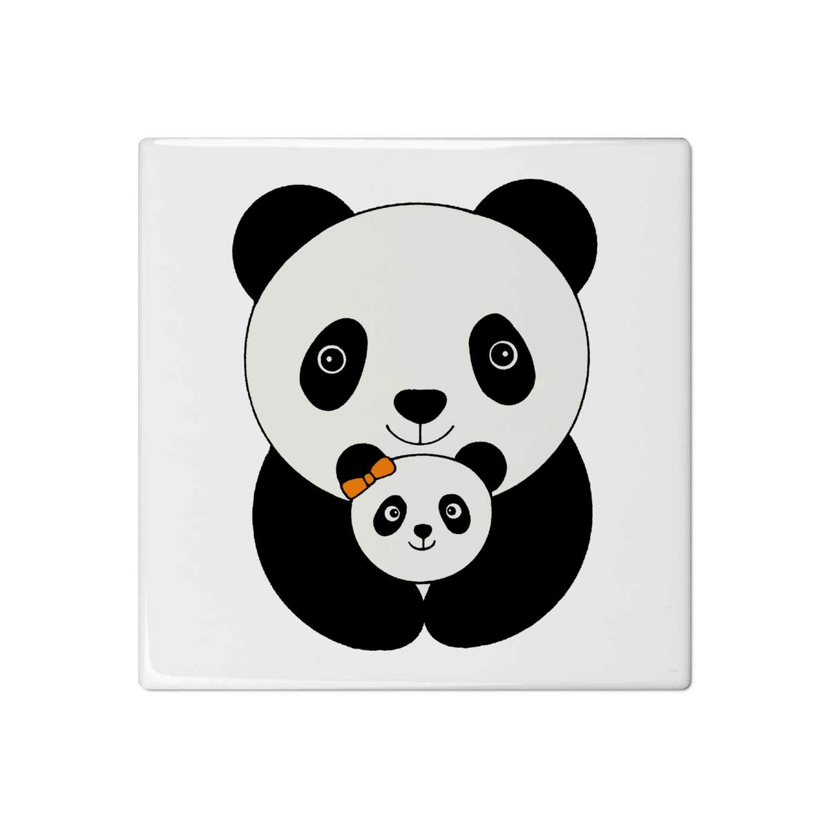 'Panda Mother & Cub' 108mm Square Ceramic Tile (TD00016727)