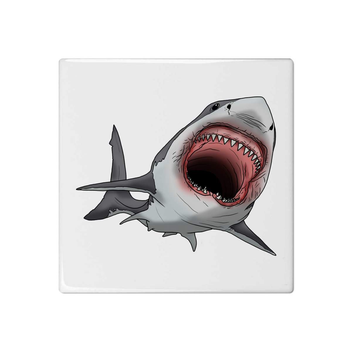 'Great White Shark Bite' 108mm Square Ceramic Tile (TD00019523)