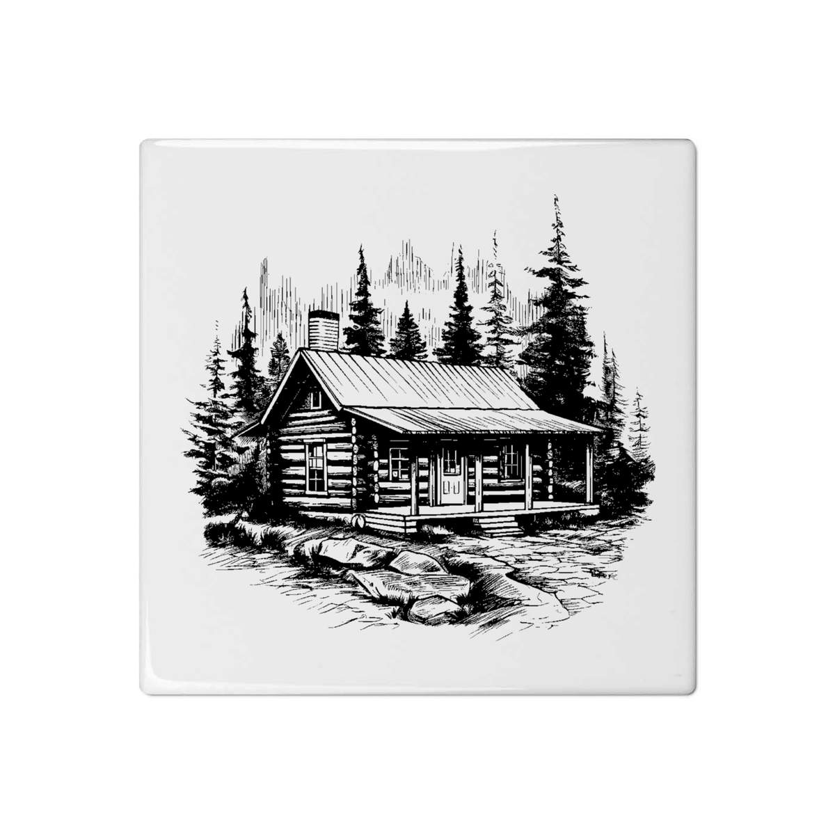'Cabin in the woods' 108mm Square Ceramic Tile (TD00022052)
