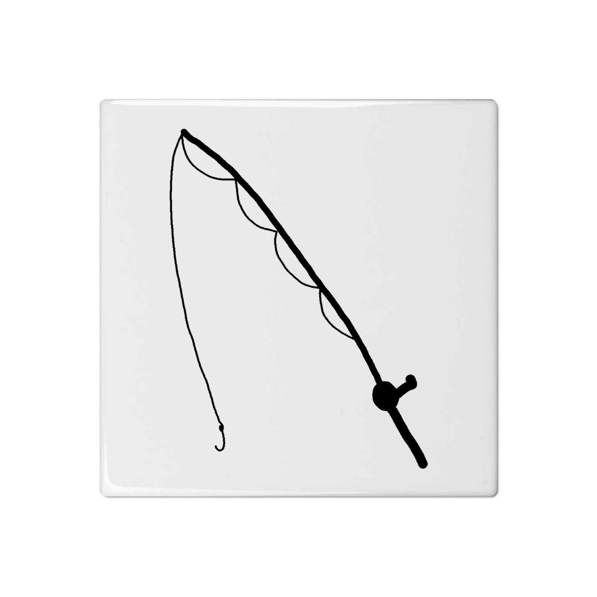 'Fishing rod' 108mm Square Ceramic Tile (TD00022087)