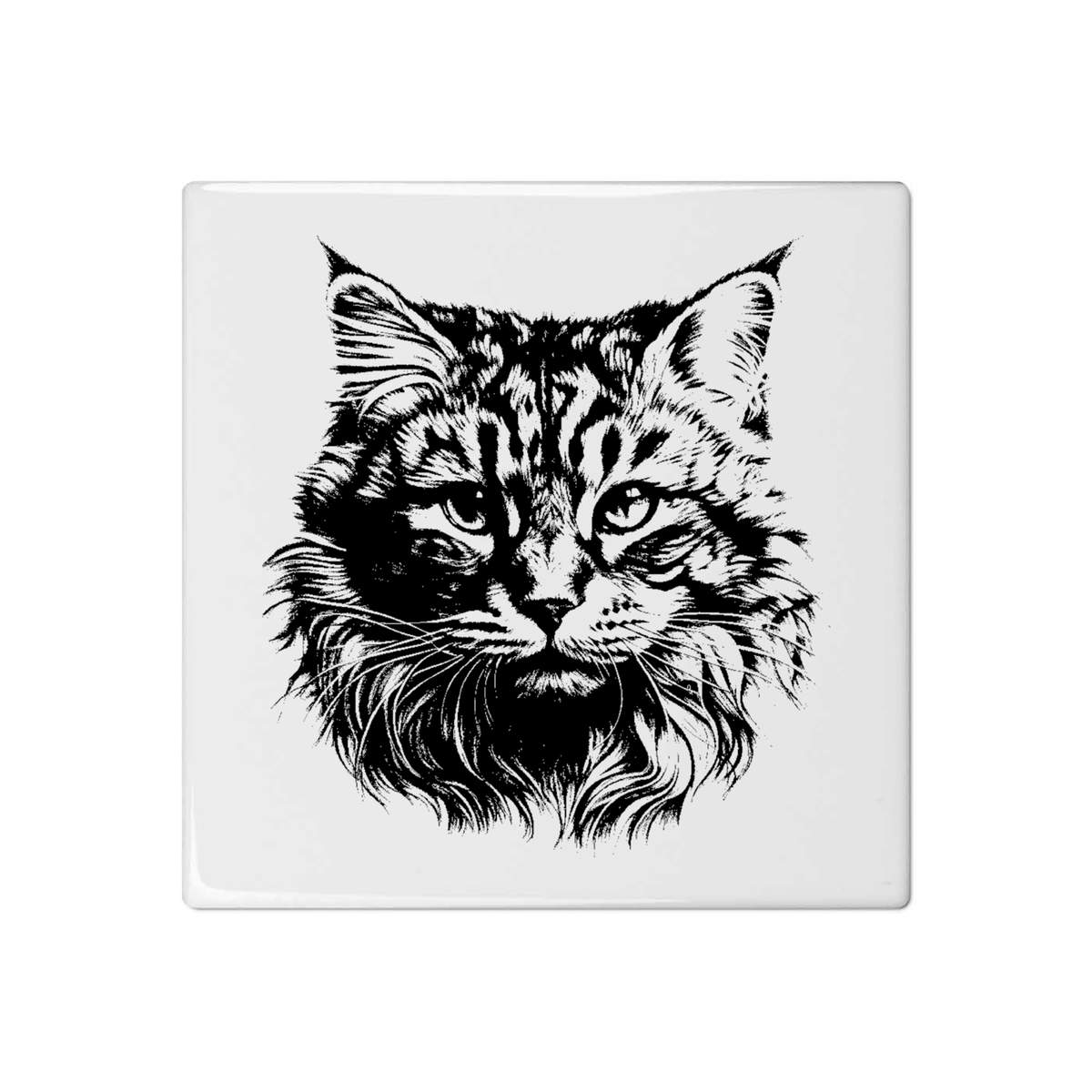 'Cat Face' 108mm Square Ceramic Tile (TD00024420)