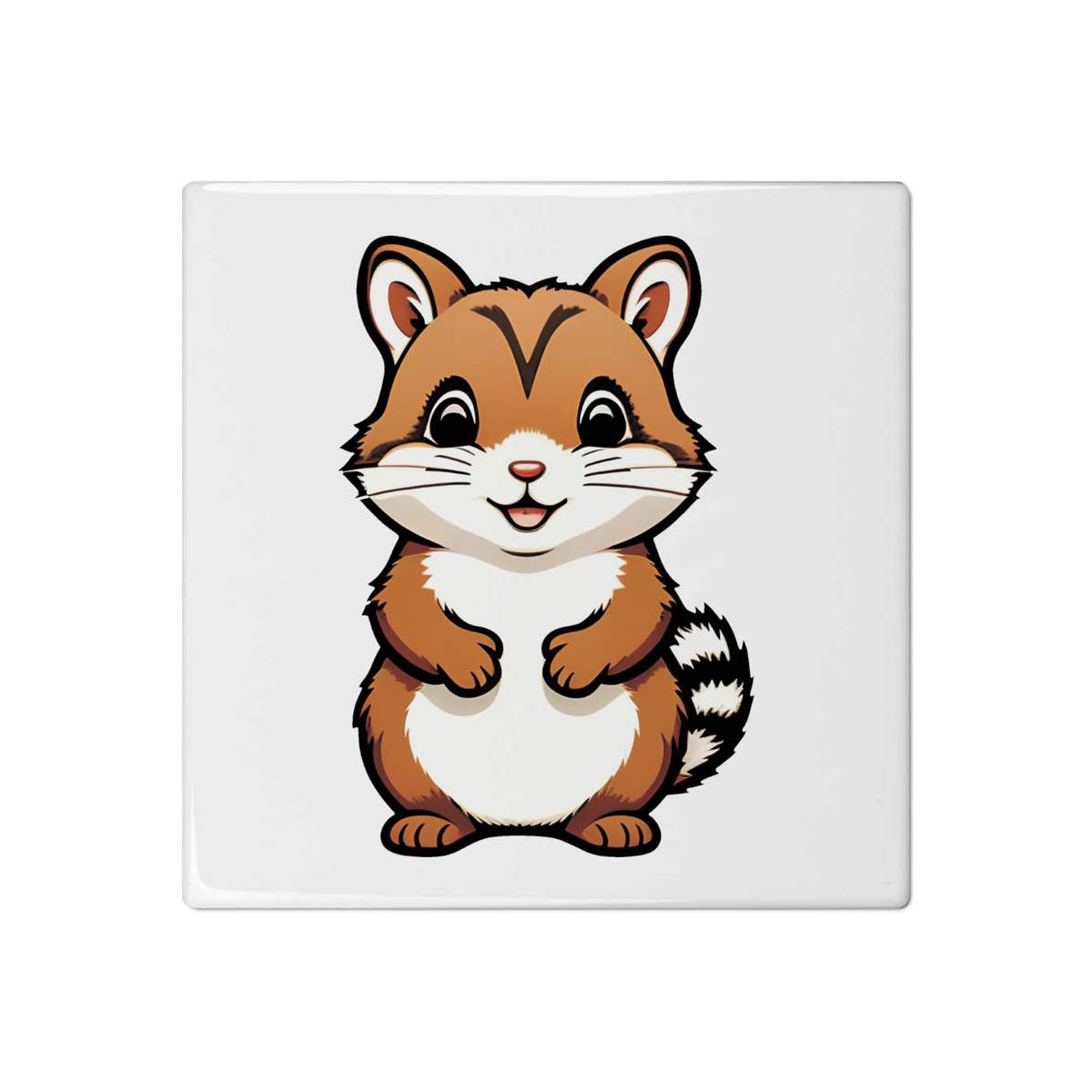 'Happy Chipmunk' 108mm Square Ceramic Tile (TD00024589)