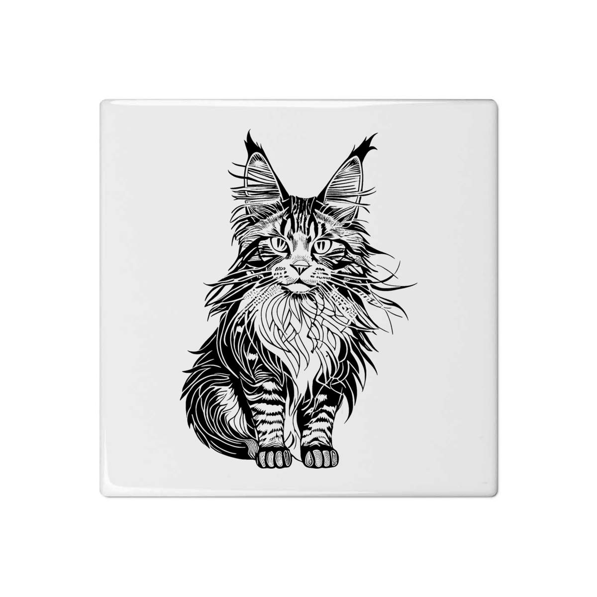 'Maine Longhair Cat' 108mm Square Ceramic Tile (TD00024823)