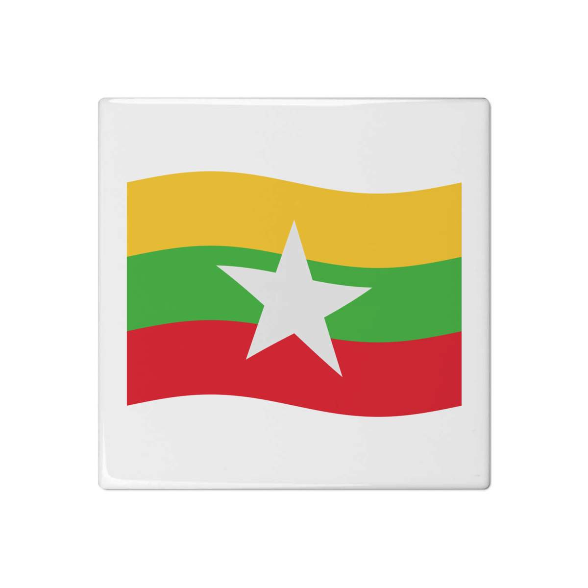 'Waving Burmese Flag' 108mm Square Ceramic Tile (TD00025750)