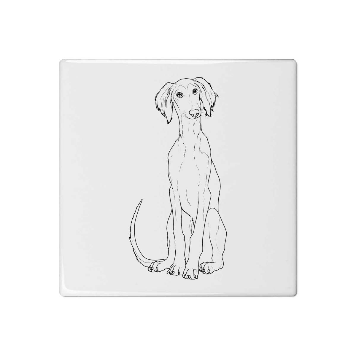'Saluki Puppy' 108mm Square Ceramic Tile (TD00026730)