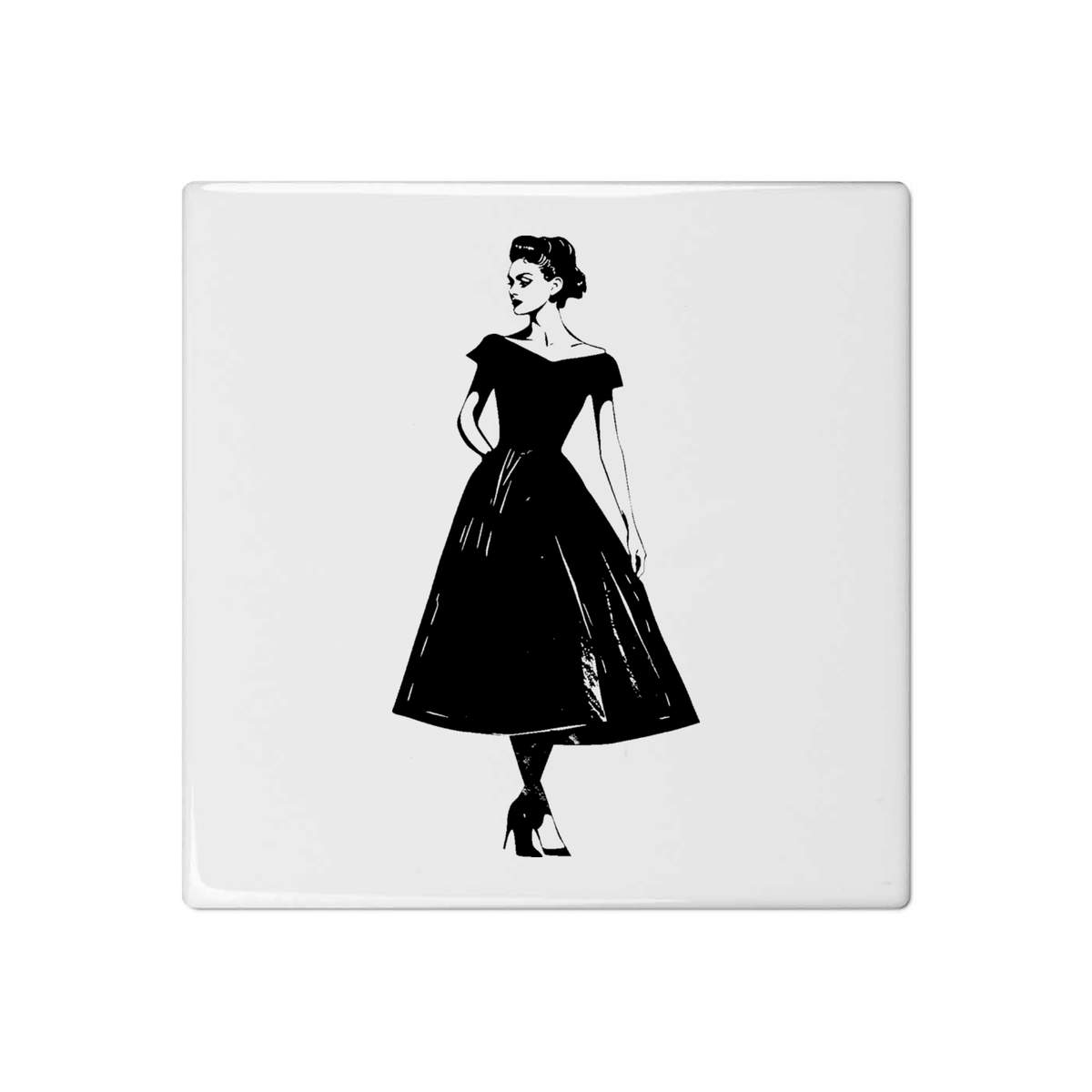 'Elegant Woman in Dress' 108mm Square Ceramic Tile (TD00028807)
