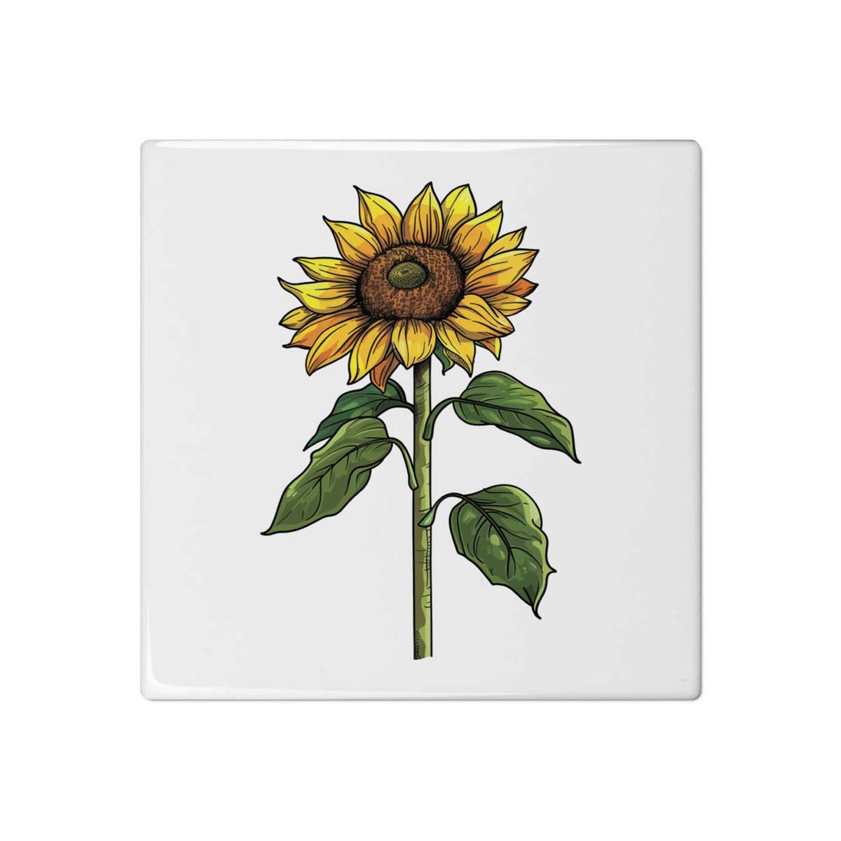 'Open Sunflower' 108mm Square Ceramic Tile (TD00029046)