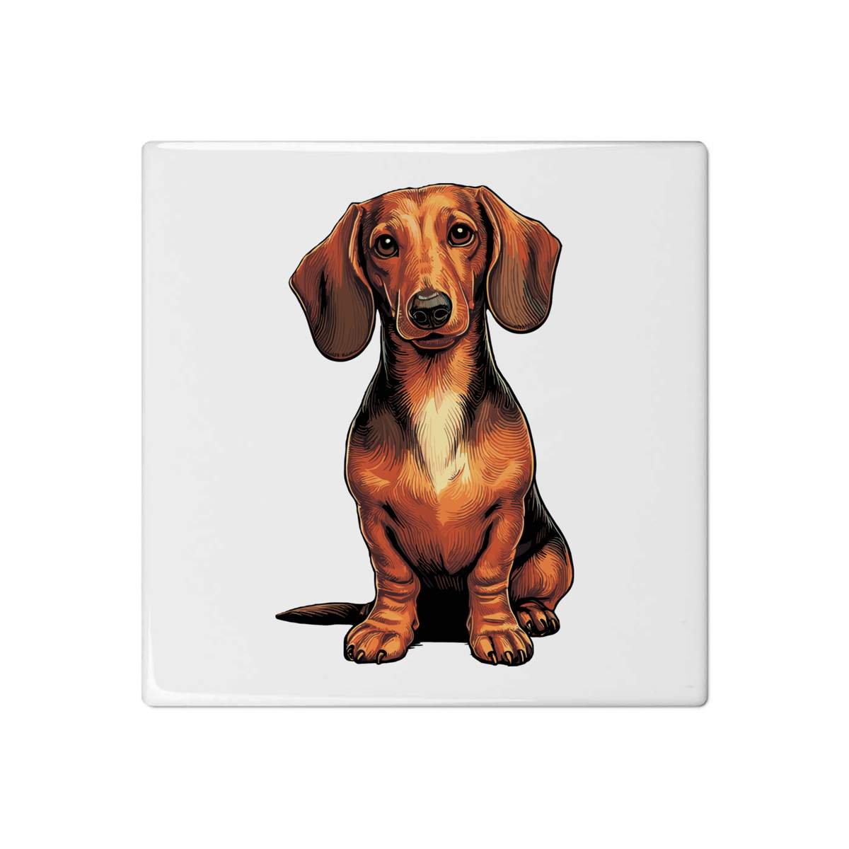 'Cute Dachsund' 108mm Square Ceramic Tile (TD00029522)