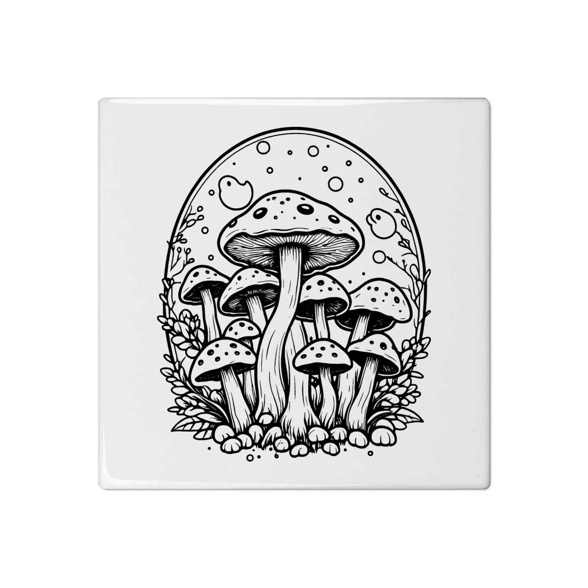 'Spooky Mushroom Patch' 108mm Square Ceramic Tile (TD00030067)