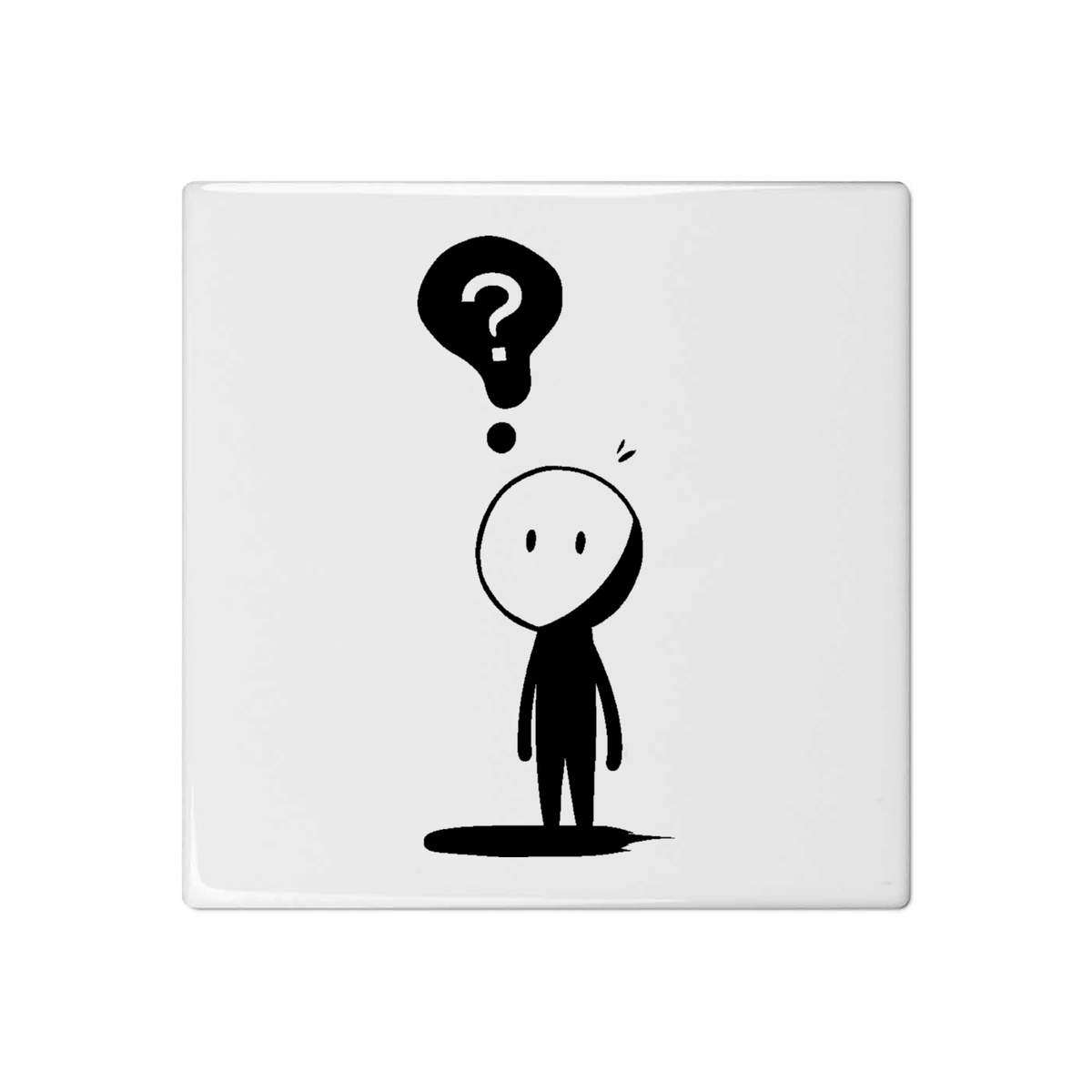 'Character with Question Mark' 108mm Square Ceramic Tile (TD00030218)