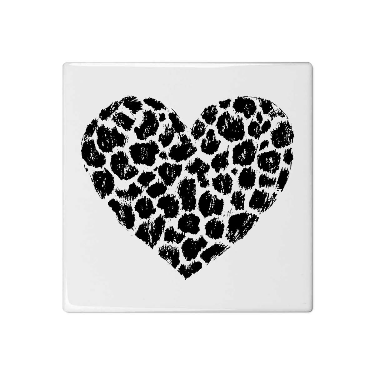 'Leopard Print Heart' 108mm Square Ceramic Tile (TD00030379)