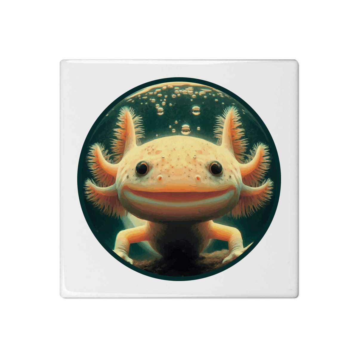 'Smiling Axolotl' 108mm Square Ceramic Tile (TD00031767)