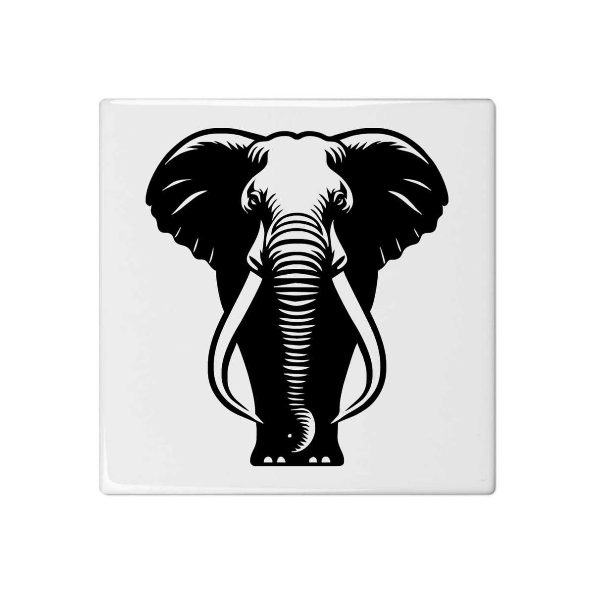 'Standing Elephant' 108mm Square Ceramic Tile (TD00032451)