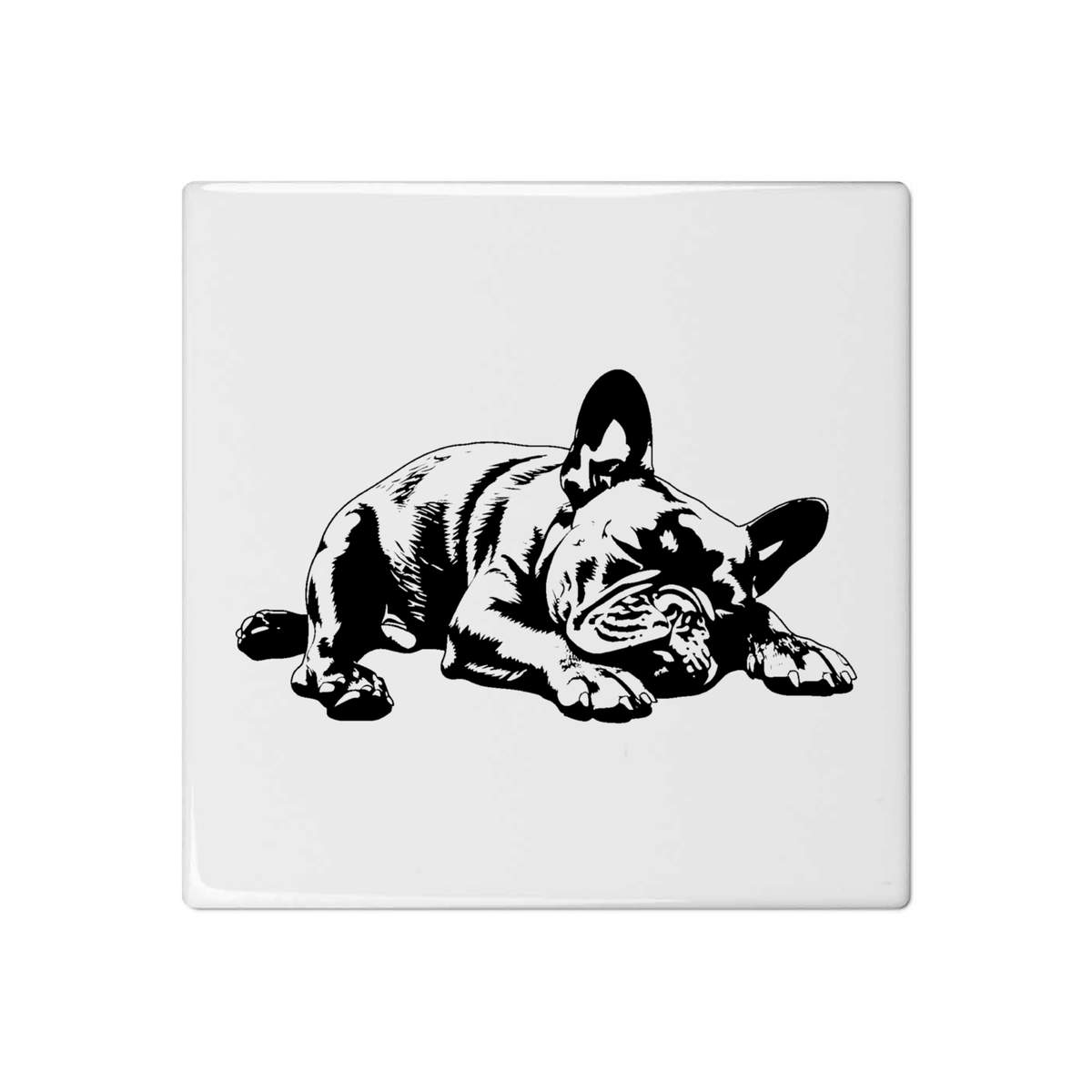 'French Bulldog Sleeping' 108mm Square Ceramic Tile (TD00032509)
