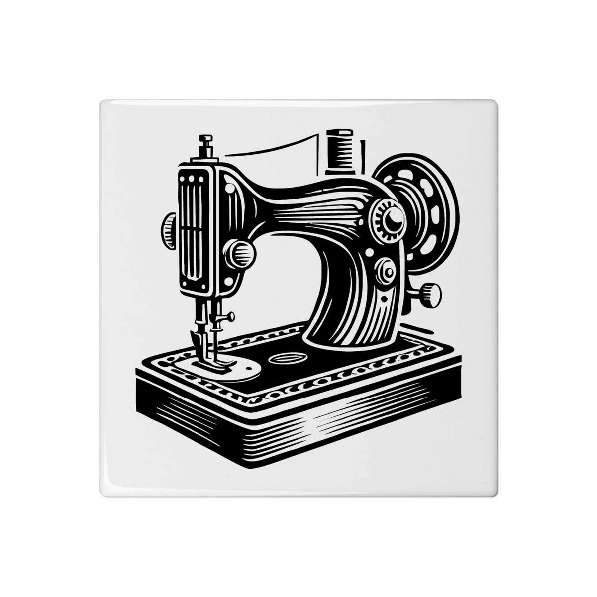 'Vintage Sewing Machine' 108mm Square Ceramic Tile (TD00032556)