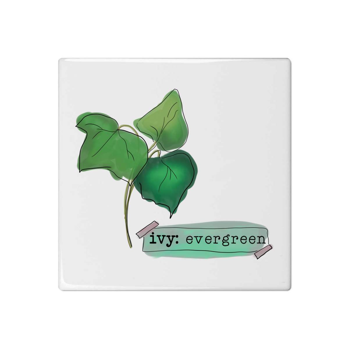 'Ivy Evergreen' 108mm Square Ceramic Tile (TD00033645)