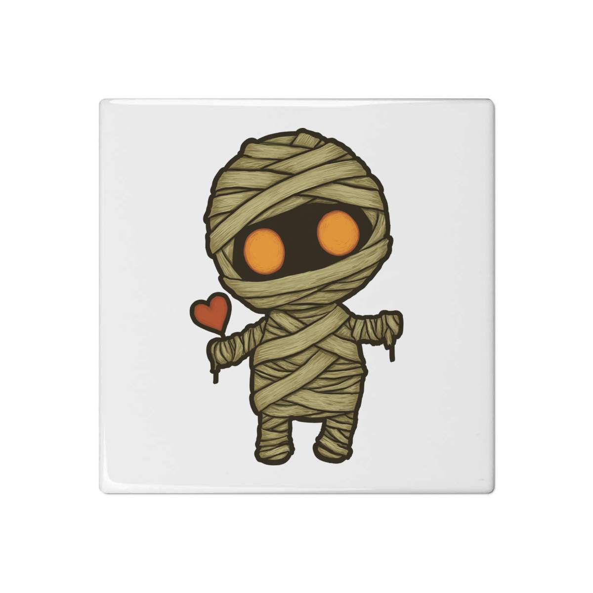 'Cute Egyptian Mummy with Heart' 108mm Square Ceramic Tile (TD00034337)