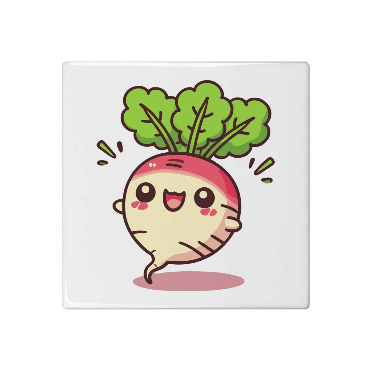 'Cute Radish' 108mm Square Ceramic Tile (TD00034557)