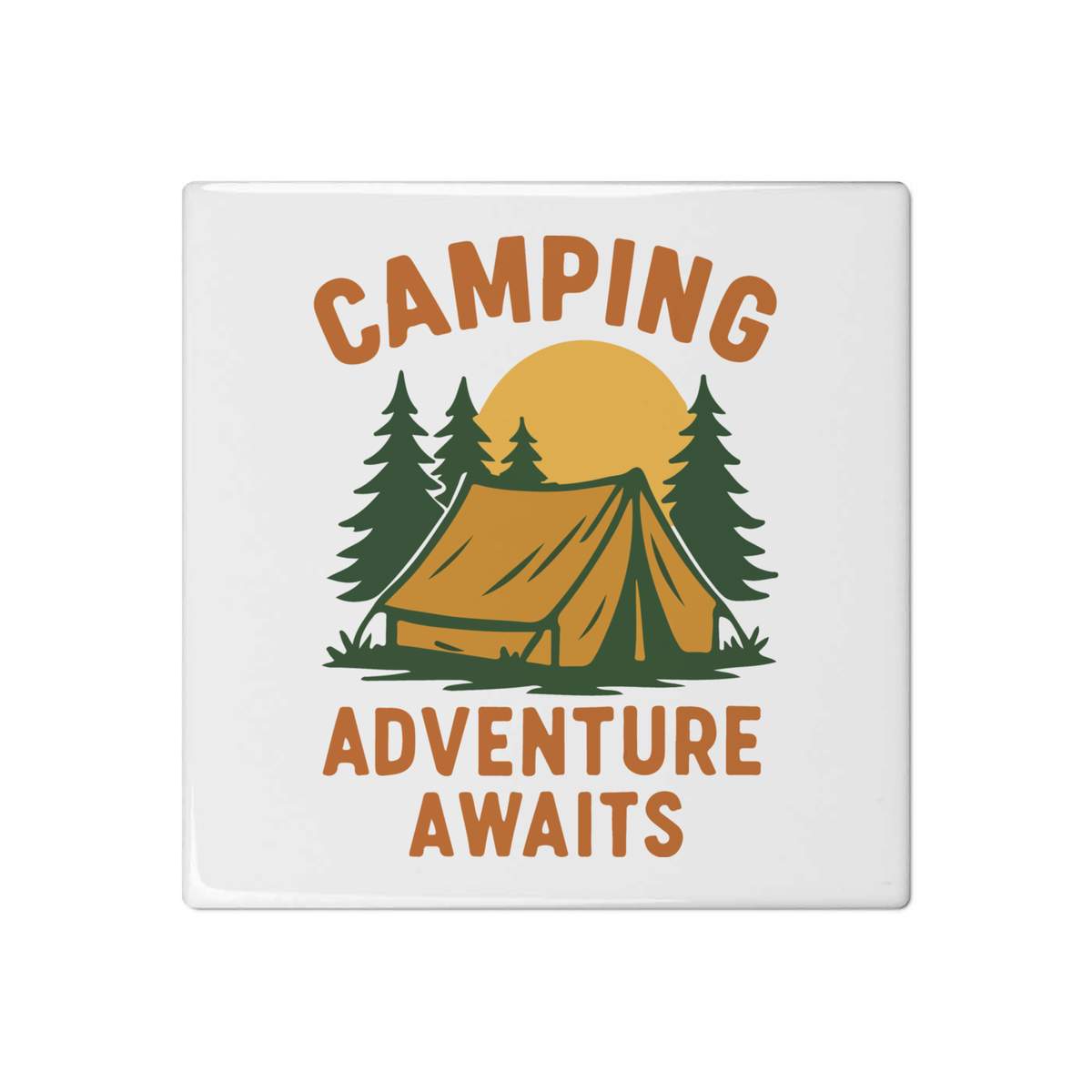 'Camping Adventure Awaits' 108mm Square Ceramic Tile (TD00035163)