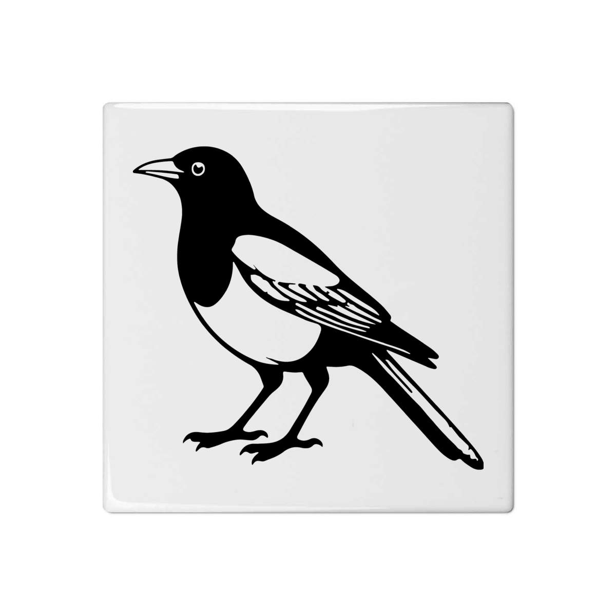 'Standing Magpie' 108mm Square Ceramic Tile (TD00035423)