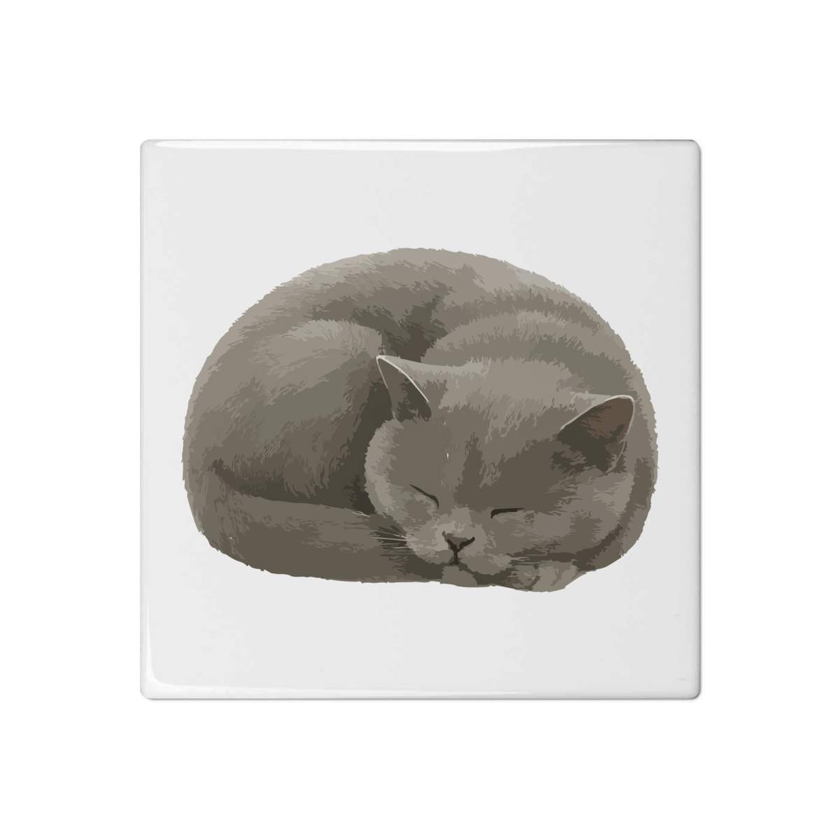 'Curled Up Sleeping British Shorthair Cat' 108mm Square Ceramic Tile (TD00036261)