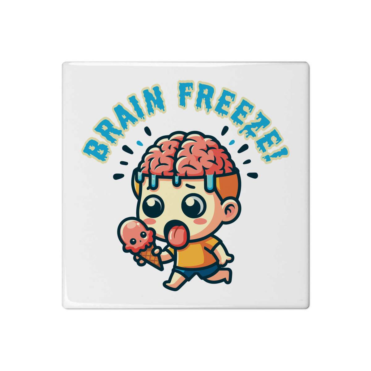 'Ice Cream Brain Freeze' 108mm Square Ceramic Tile (TD00036624)