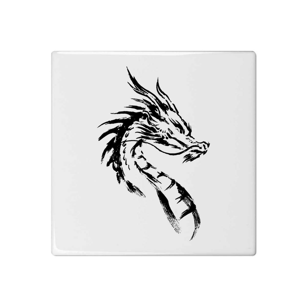 'Japanese Dragon Portrait' 108mm Square Ceramic Tile (TD00037094)
