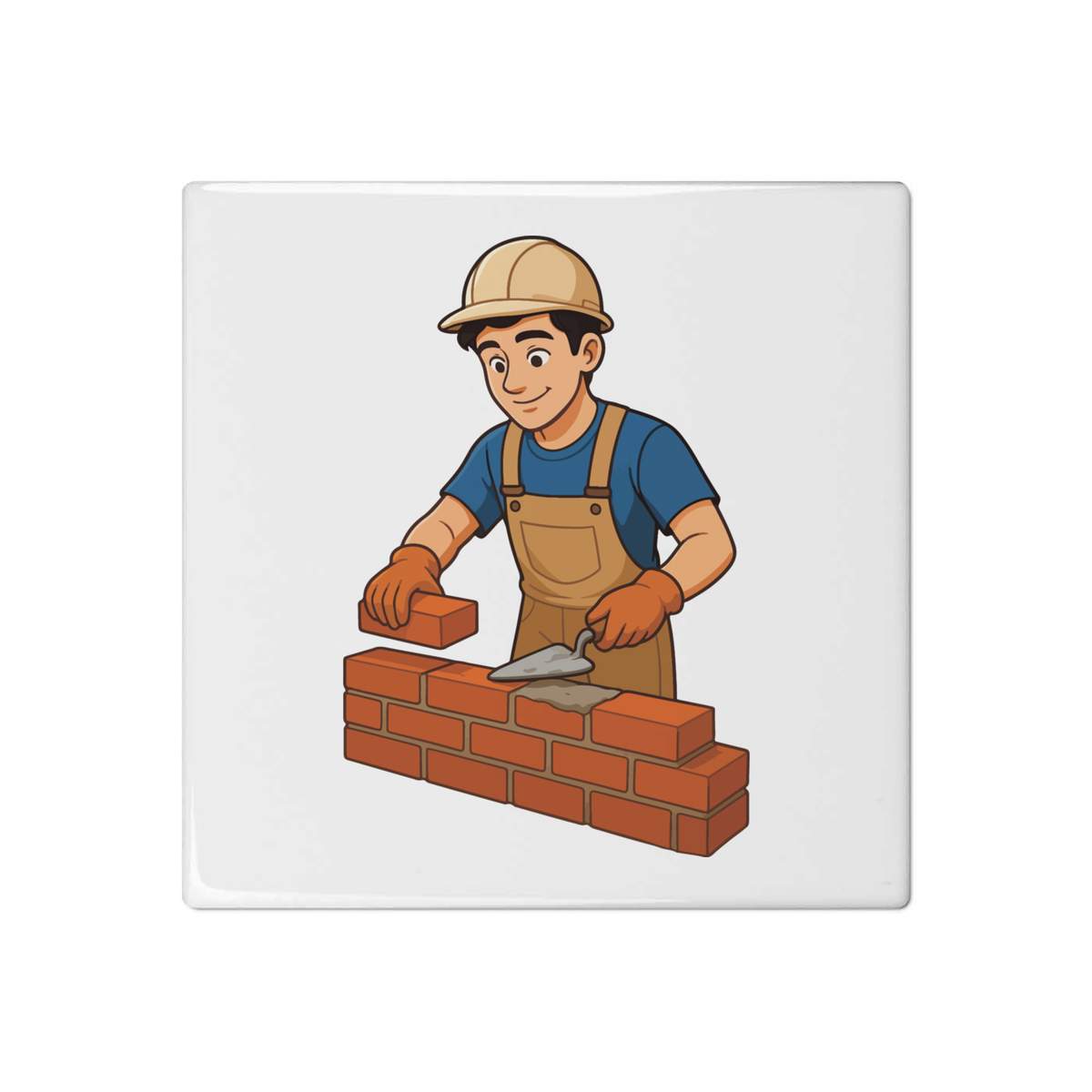 'Bricklayer Working' 108mm Square Ceramic Tile (TD00037354)